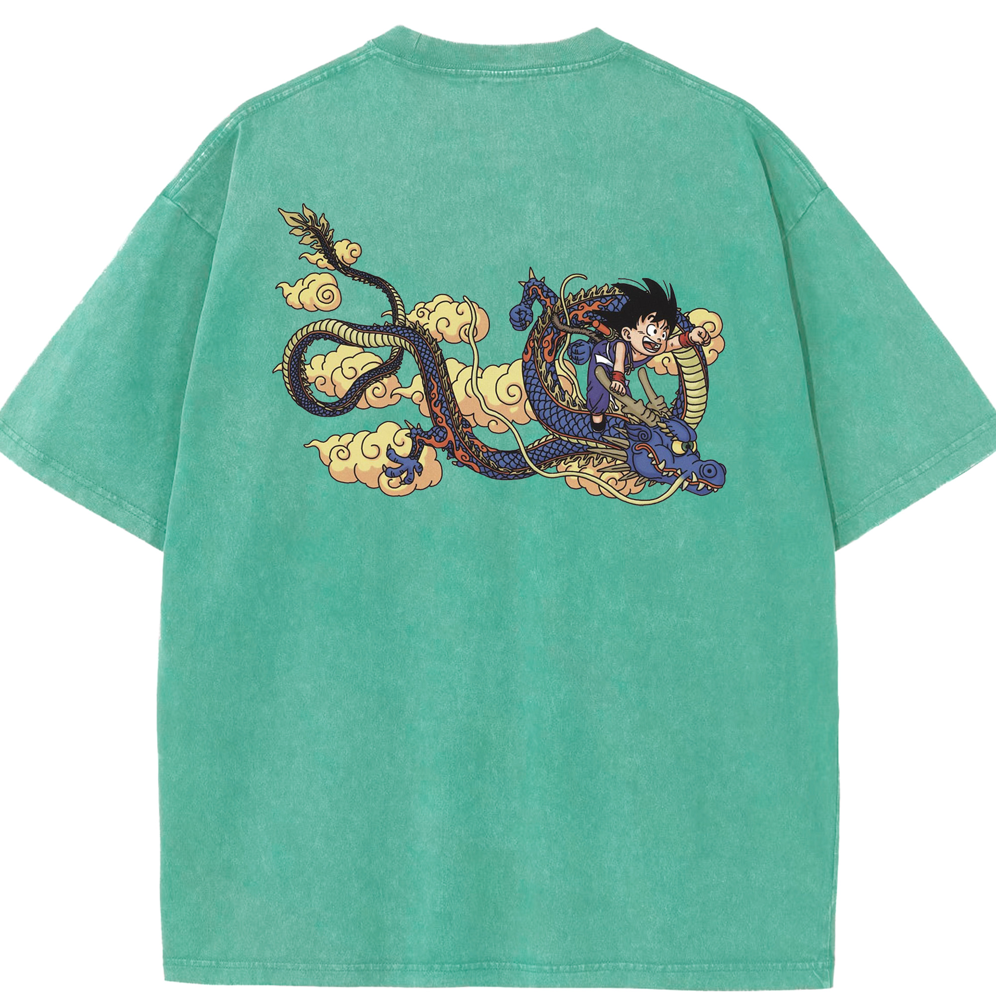 （画像用） ドラゴンボール 神龍 シェンロン DRAGON BALL Shenron 綿100% ヴィンテージ風 半袖Tシャツ（背面プリント）